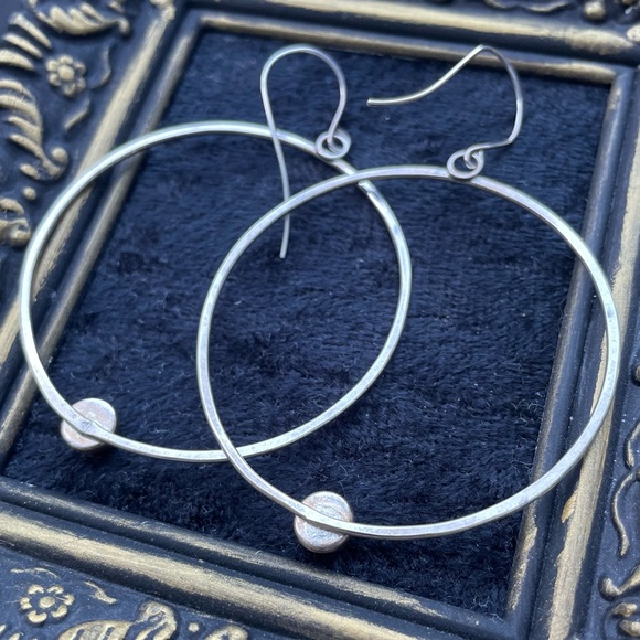 Sterling Silver Amethyst Hoop Earrings Handmade - Picture 4 of 5